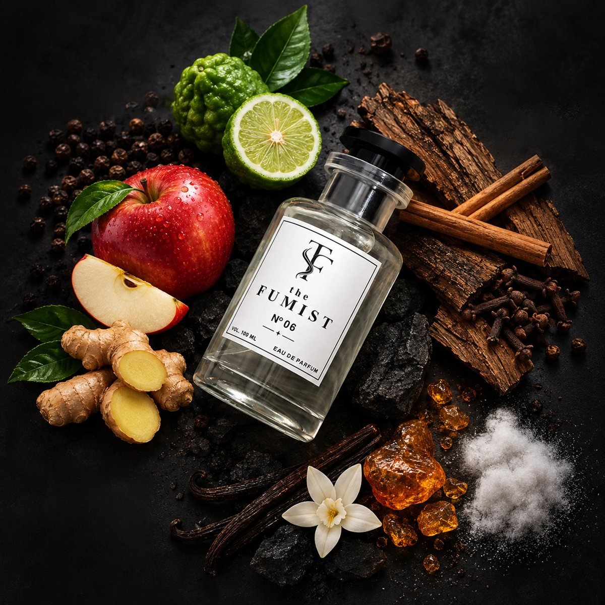 N° 06 among apple, bergamot, birch and vanilla
