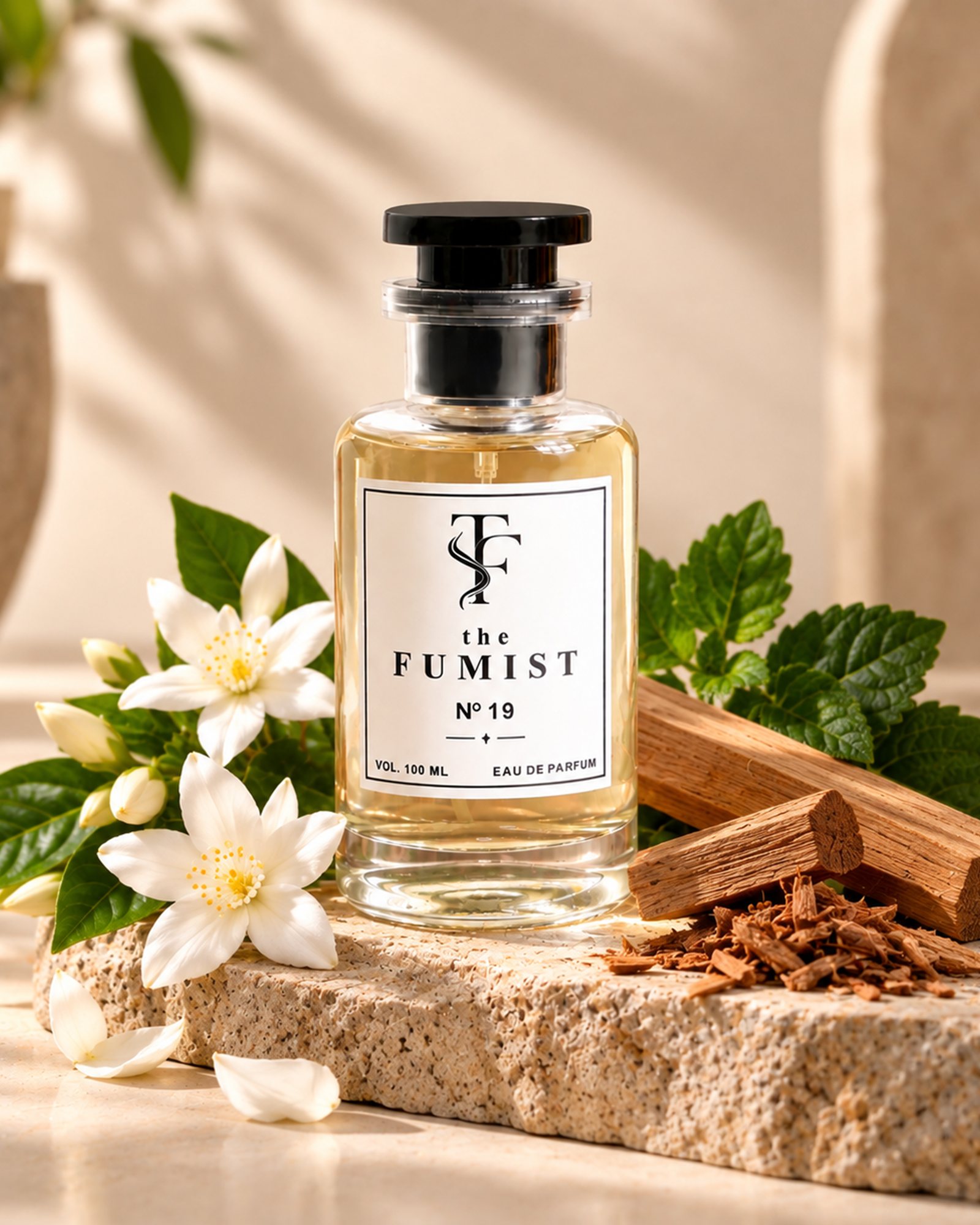 N° 19 — Floral Woody, with its raw materials